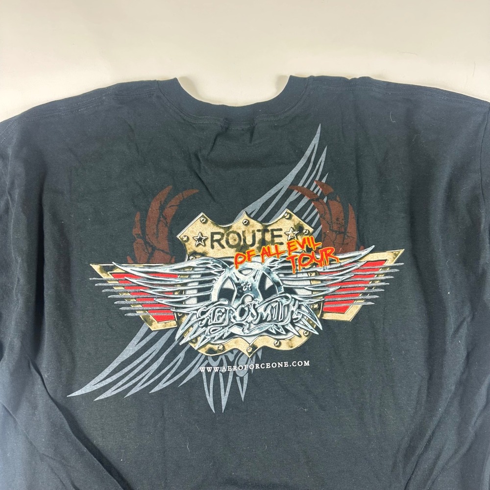 Aerosmith Route of All Evil Tour T Shirt Black‎ Heavy Cotton 2XL Mens - Picture 5 of 7